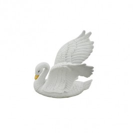 FIGURINE-Matte White Bone China Swan W/Open Wings