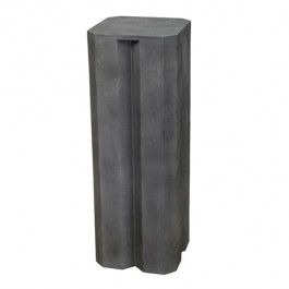PEDESTAL-Square Faux Grey Cement W/Vertical Indents