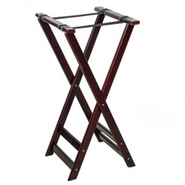 LUGGAGE RACK-Mahogany Frame W/Black Support Straps