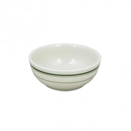 BOWL/Diner Soup Bowl White W/Green Stripe