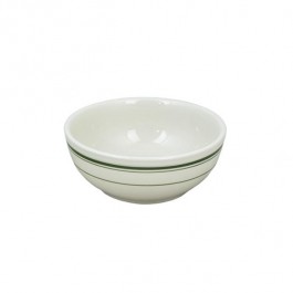 BOWL/Diner Soup Bowl White W/Green Stripe