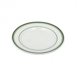 PLATE-Diner Salad Plate White W/Green stripes