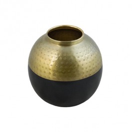 VASE-Round W/Brass Top & Black Bottom