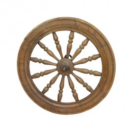 FANCY WAGON WHEEL-Small Stained Wood/Ornate Spindles