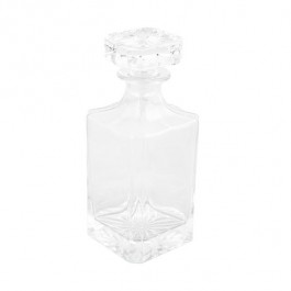 Whiskey Decanter-Square Clear Glass W/Square Stopper