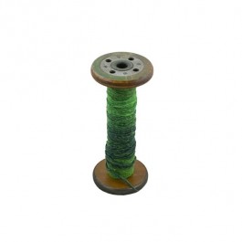 SPOOL-Antique Wooden Spool W/Green Yarn