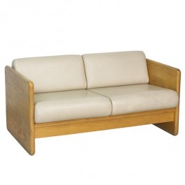 LOVESEAT-Beige Cushions & Light Oak Frame