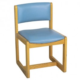 SIDE CHAIR-Light Blue Cushions W/Light Oak Frame