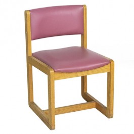 SIDE CHAIR-Pink Cushions W/Light Oak Frame