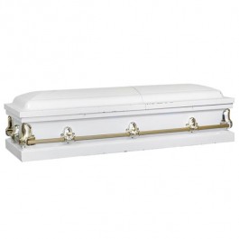 COFFIN-White Enamel W/Brass Hardware