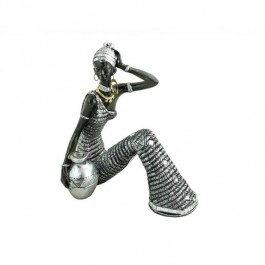 AFRICAN WOMAN-Sitting W/Silver Jug