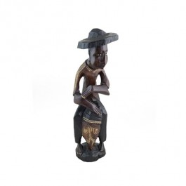 SCULPTURE-African Man Drumming-Carvings in Body & Drum