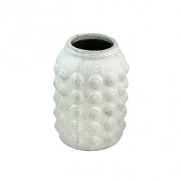 VASE-White Glaze Pottery W/Circle Design