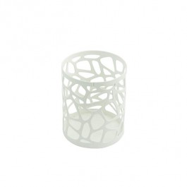 PENCIL CUP-White Geometric Cutouts