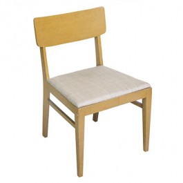 DINING CHAIR-MCM Side W/Blonde Wood Frame & Natural Colored Seat