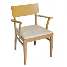 DINING CHAIR-MCM ARM Blonde Wood Frame & Natural Colored Seat