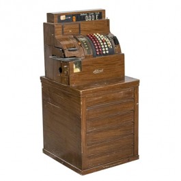 CASH REGISTER-Vintage Brown on Tall Brown Base