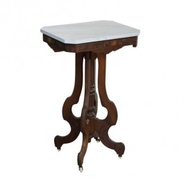 SIDE TABLE-Carved Mahogany W/Painted Faux Marble Top