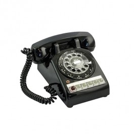 TELEPHONE-Rotary Black w/Multi Lines & Red Button