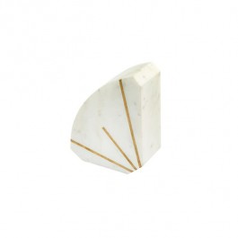 BOOKEND-White Marble w/(3) Gold Lines (Single)