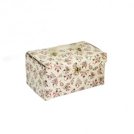 SEWING BOX-White,Red, & Black W/Latchable Lid