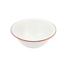 BOWL-Vintage White & Red Enamel Basin