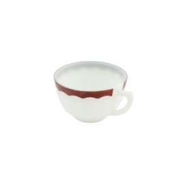 TEACUP-Vintage Corningware White Milk Glass w/Red Scallops