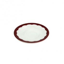 SAUCER-Vintage Corningware White Milk Glass w/Red Scallops