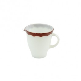 CREAMER-Vintage Corningware White Milk Glass w/Red Scallops