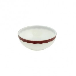 BOWL-Vintage Corningware White Milk Glass w/Red Scallops