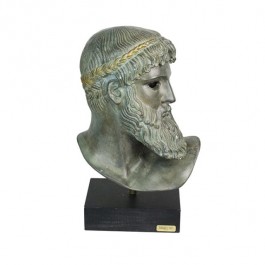 BUST-Greek God Poseidon-Oxidize Metal w/Brass Wreath