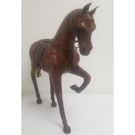 HORSE FIGURE-Carved of Wood & Covered W/Leather