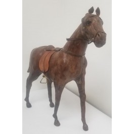 HORSE FIGURE-Carved of Wood & Wrapped in Leather