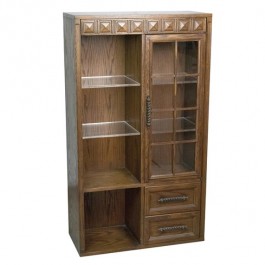 MCM OAK BOOKCASE-W/Door & (2) Drawers