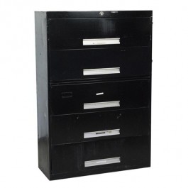 FILE CABINET-Black Metal W/ (5) Horizontal Drawers