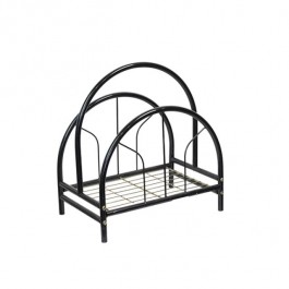 MAGAZINE RACK-Black Gloss Metal w/Gold Wire