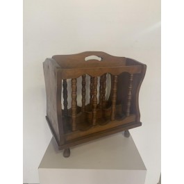 MAGAZINE RACK-Wooden Rack w/Turned Spindles