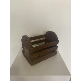 MAGAZINE RACK-Slatted Wood-Rounded Ends