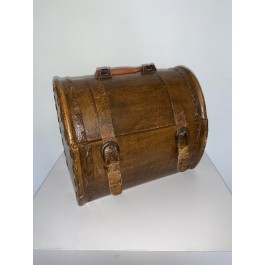 MAKE UP CASE-Medium Vintage Brown Leather Dome Top Case