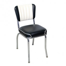 DINER CHAIR-Vintage Black & White W/Tufted Channel Back