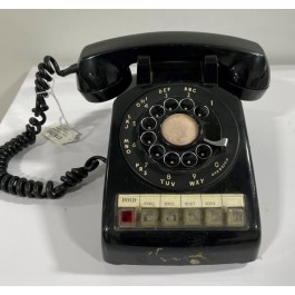 VINTAGE PHONE-Office Black Rotary W/5 Lines & Hold Button