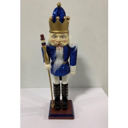 HOLIDAY NUTCRACKER-Blue Rhinestone W/White Hair & Beard