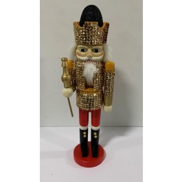 HOLIDAY NUTCRACKER-Gold Rhinestone W/White Hair & Beard