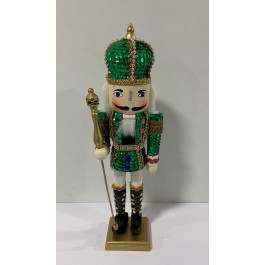 HOLIDAY NUTCRACKER-Green Rhinestone W/White Pants