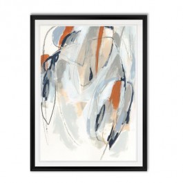 PRINT-Abstract Brush Stroke Art-Blk/Rust Red/Gray/Blue