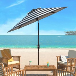 PATIO/BEACH UMBRELLA-Horizontal White & Black Stripes