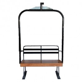 SKI LIFT-Black W/Wood Slat Chair