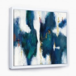 FRAMED PRINT-Blue+White Ikat I W/White Frame