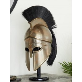 SCULPTURE- Goldtone Vintage Spartan Helmet W/Stand