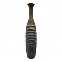 VASE-(32"H)-Contemporary Two-Tone Finish & Ridged Accent